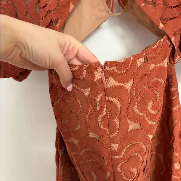 For Love And Lemons Floral Lace Mini Dress in Brown - Picture 11 of 13